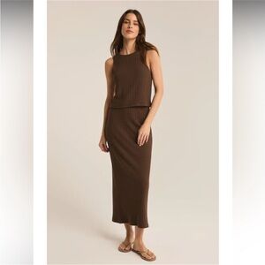 Z Supply LOUISA RIB MIDI SKIRT in brown S